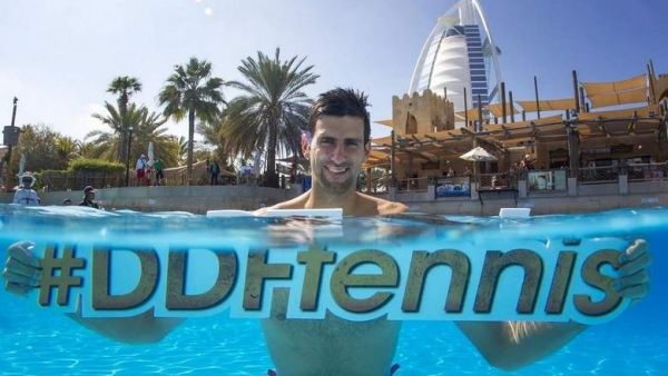 Djokovic has a pool day at Burj Al Arab Dubai. (Khaleej Times)