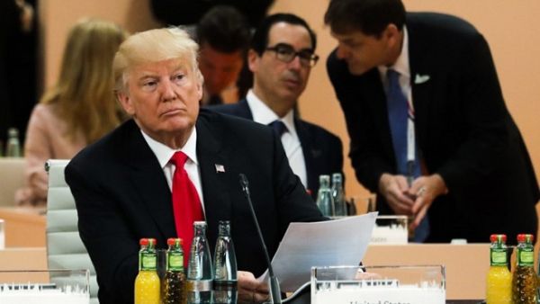 US President Donald Trump attends a working session during the G20 summit in Hamburg on July 8, 2017. (Markus Schreiber/ AFP)