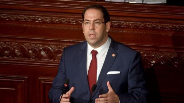 Tunisian Prime Minister Youssef Chahed speaks to the parliament in Tunis. (AFP/File Photo)