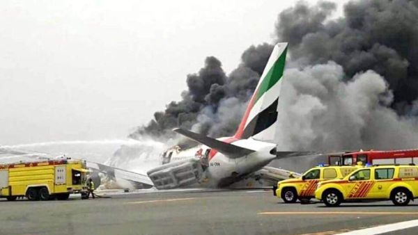 All 300 on board the Emirates flight that crash landed in Dubai are safe, although the airline is expecting continued delays. (Twitter)