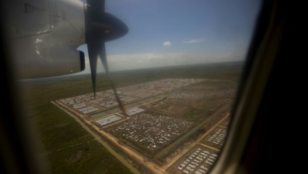 صورة جوية لمعسكر الامم المتحدة خارج مدينة بنتيو
