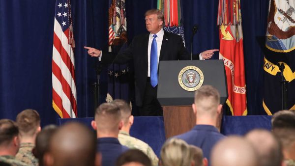 President Trump announces Afghanistan strategy in Fort Myer in Arlington, Virginia