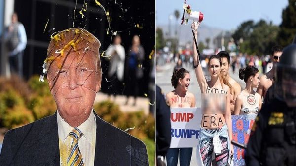 الاحتجاجات أجبرت ترامب على تأجيل إلقاء كلمته لأكثر من 40 دقيقة