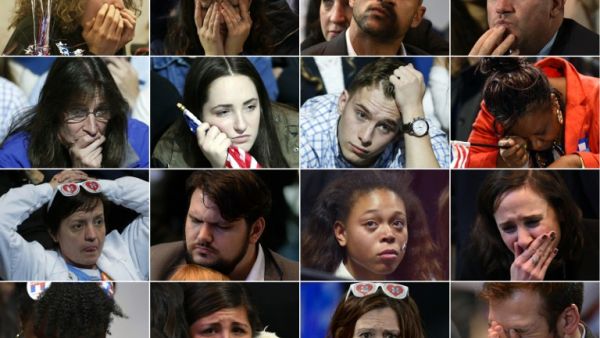 احباط وحزن يخيم على أنصار هيلاري كلينتون بعد فوز ترامب بمقعد الرئاسة 