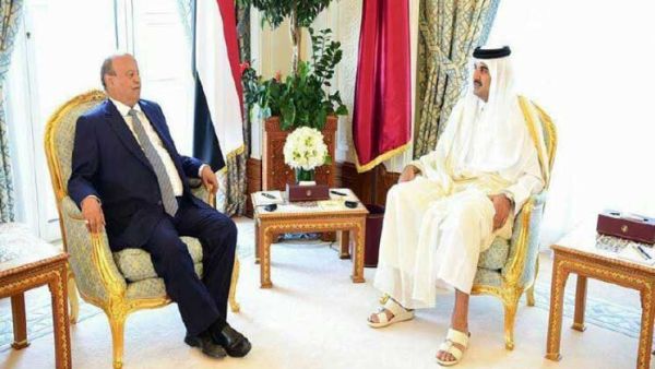 أمير قطر الشيخ تميم بن حمد آل ثاني والرئيس اليمني عبد ربه منصور هادي