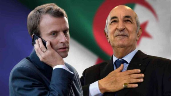 الرئيسان الجزائري عبد المجيد تبون (يمين) والفرنسي ايمانويل ماكرون