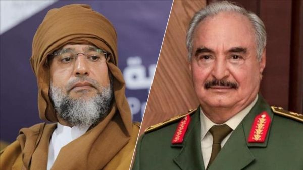سيف الإسلام القذافي (يسار) وخليفة حفتر