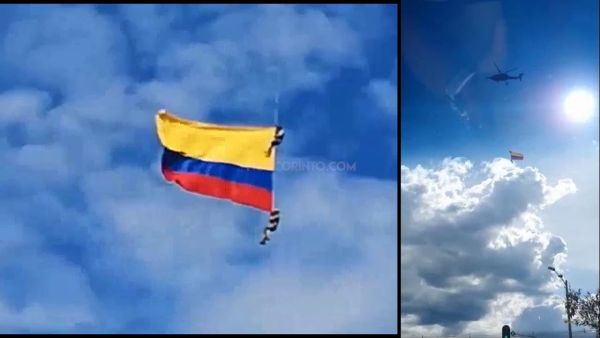 العسكريان الكولومبيان في اللحظات التي سبقت انقطاع الحبل بهما وسقوطهما ثم مقتلهما خلال العرض العسكري