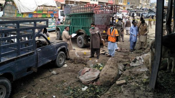 موقع التفجير الانتحاري في كويتا عاصمة بلوخستان الباكستانية