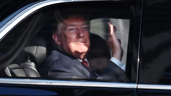 US President Donald Trump arrives at the hotel where he stays during his visit in Tokyo on May 27, 2019.  CHARLY TRIBALLEAU / AFP