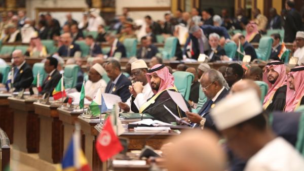 Saudi Crown Prince Mohammed bin Salman (C) attends the opening session of a summit of the 57-member Organization of Islamic Cooperation (OIC) in the Saudi holy city of Mecca in the early hours of June 1, 2019  (AFP)