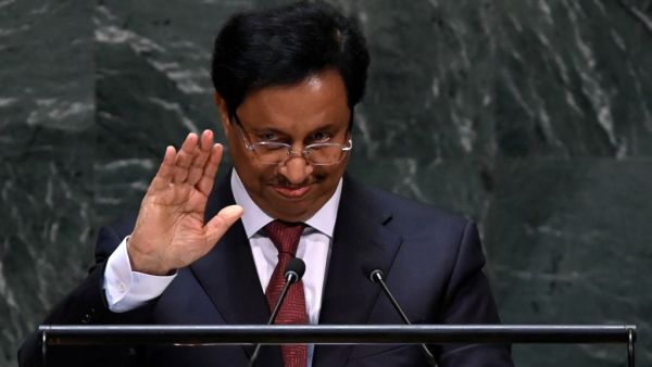 Prime Minister of Kuwait Sheikh Jaber Al-Mubarak Al-Hamad Al-Sabah speaks during the 74th Session of the General Assembly at the United Nations headquarters on September 25, 2019 in New York. Johannes EISELE / AFP