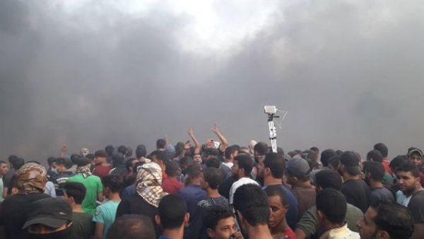 Palestinian protesters (Twitter)