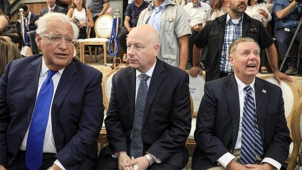 US Ambassador to Israel David Friedman and US Mideast Envoy Jason Greenblatt joined the Israeli group at the ceremony opening an ancient Jewish "Pilgrimage Road" tunnel in the Palestinian neighborhood of Silwan (Twitter)