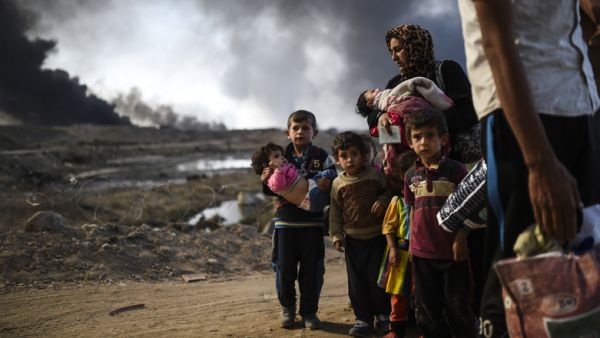 Some of the Iraqi people being displaced in their homes in Nineveh province. /AFP