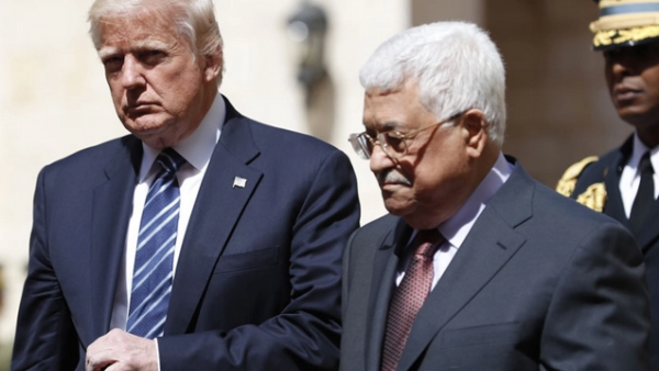 Trump & Palestinian leader Mahmoud Abbas at the presidential palace in Bethlehem, 2017 /AFP 