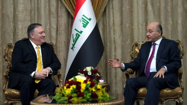  الرئيس العراقي عادل عبد المهدي ووزير الخارجية الأمريكي، مايك بومبيو 