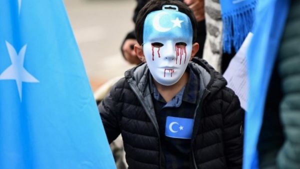 From a protest in Brussels against China's re-education camps for Uyghurs (FilePhoto/AFP)