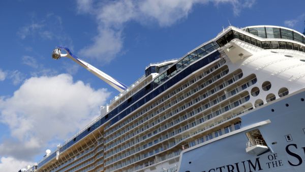 The Spectrum of the Seas crossed the canal from north to south during its maiden voyage.