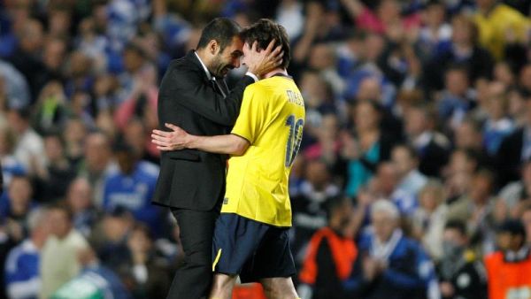 صورة أرشيفية لميسي وغوارديولا