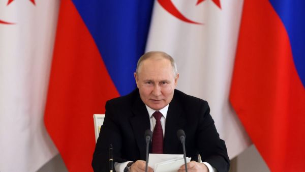 Russian President Vladimir Putin delivers a statement following talks with Algeria's President at the Kremlin in Moscow on June 15, 2023. (Photo by Mikhail Metzel / SPUTNIK / AFP) Russian President Vladimir Putin