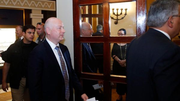Jason Greenblatt (centre), US President Donald Trump's Middle East envoy, has hinted Washington will soon reveal its plan for the peace process. (AFP) Jason Greenblatt (centre), US President Donald Trump's Middle East envoy, has hinted Washington will soon reveal its plan for the peace process. (AFP)
