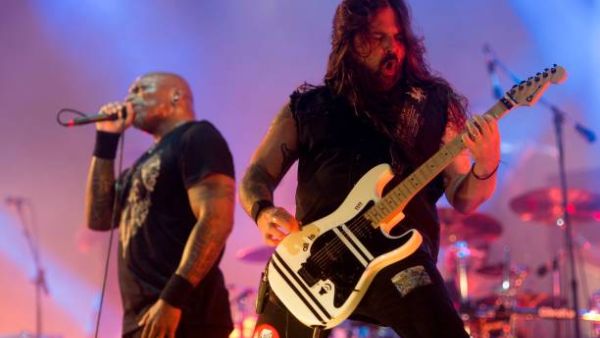 Derrick Green (L) and Andreas Kisser (R) from Brazilian band Sepultura perform in concert in the Rock In Rio Festival in the Olympic Park, Rio de Janeiro, Brazil. (AFP/ File)