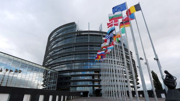 European Union member countries' national flags wave in front of the European Parliament. (Frederick Florin/AFP)