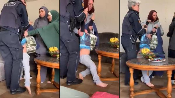 German police and child protection agency officers appeared in a controversial video forcibly taking a Muslim boy from his family