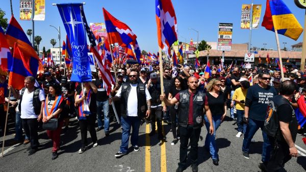 Thousands of people of Armenian descent and their supporters march through Little Armenia neighborhood of Hollywood on April 24, 2019.  (AFP/ File Photo)