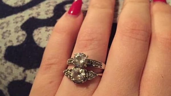 A bride-to-be was publicly 'ring-shamed' after admitting she wears two bands - because her fiancé couldn't choose between them. (Facebook)