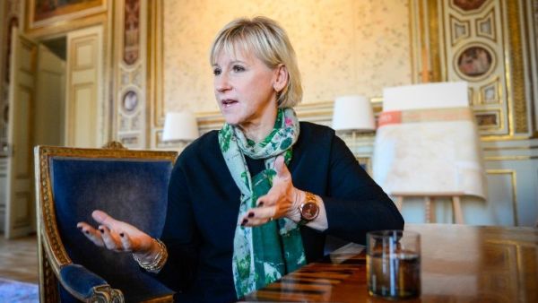 Margot Wallstrom, Sweden's minister of foreign affairs, in her office in Stockholm, October 31, 2014 (AFP/Jonathan Nackstrand)
