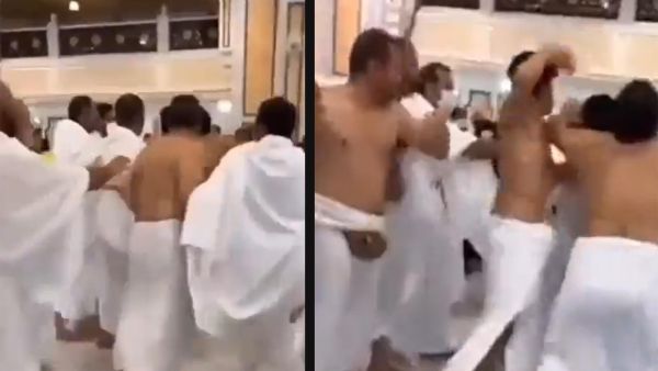 Brawl between two people in Saudi Arabia's Great Mosque of Mecca