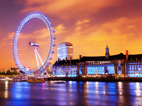 London, England the UK skyline in the evening iIlumination of the London Eye and the buildings next to River Thames.(Shutterstock/ File Photo)