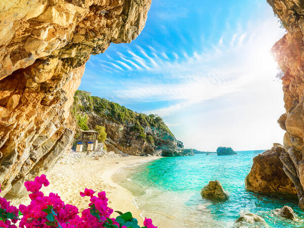 Beautiful view over the sea beach in Corfu island, Pelion, Mylopotamos, Greece (Shutterstock)