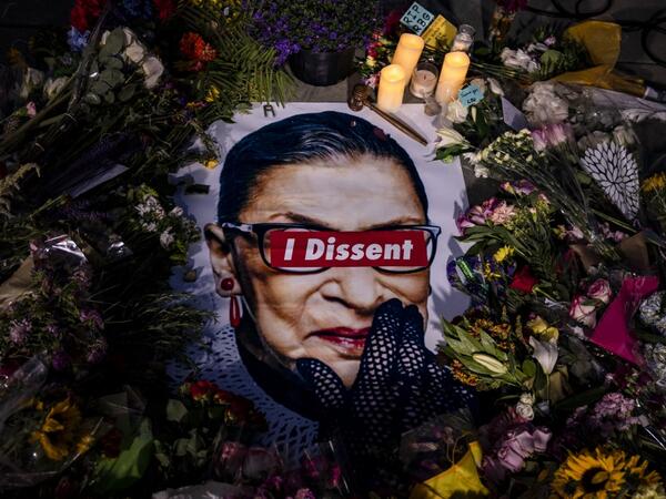 People left mementos in a makeshift memorial for Supreme Court Justice Ruth Bader Ginsburg in front of the US Supreme Court on September 19, 2020 in Washington, DC. Justice Ginsburg has died at age 87 after a battle with pancreatic cancer. Samuel Corum/Getty Images/AFP Samuel Corum / GETTY IMAGES NORTH AMERICA / Getty Images via AFP