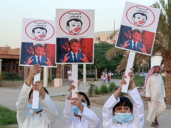 Several Middle Eastern countries slammed comments by President Emmanuel Macron defending cartoons of the Prophet Mohammed, with some instituting boycotts of French goods. AFP