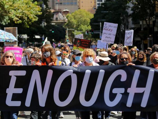 A rally against sexual violence and gender inequality in Australia
