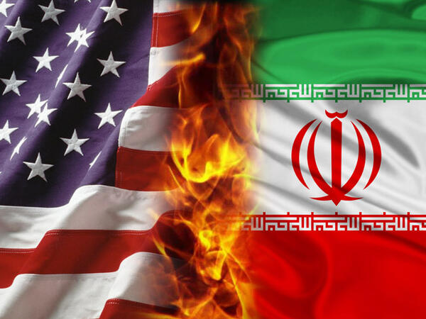 usa iran flags