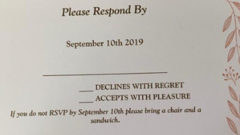 Surprise Wedding Invite Bring Your Own Chair And Sandwich If You Are Late Al Bawaba