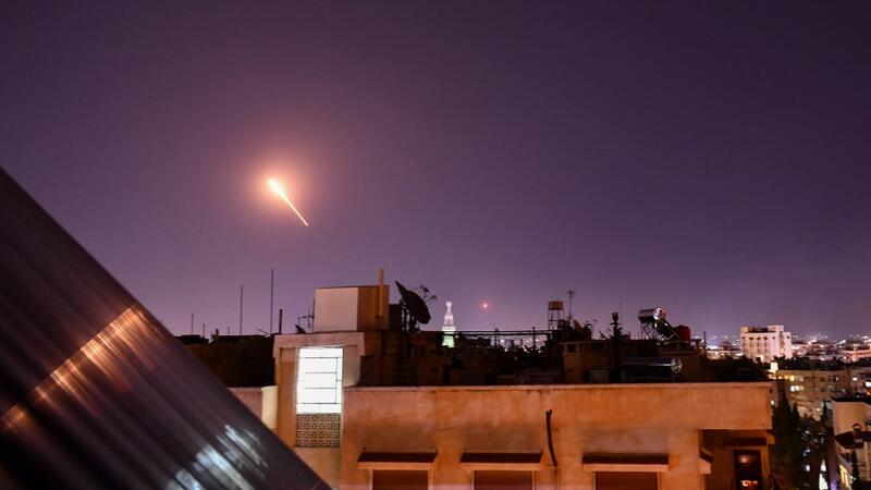Syrian Air defences respond to Israeli missiles targeting south of the capital Damascus, on July 20, 2020. Israeli strikes south of the Syrian capital wounded seven Syrian soldiers, state media reported, in an attack which a war monitor said hit several positions of regime forces and Iran-backed militias. STR / AFP