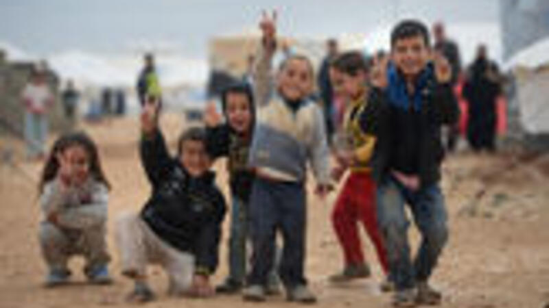 اطفال في مخيم الزعتري للاجئين السوريين في الاردن