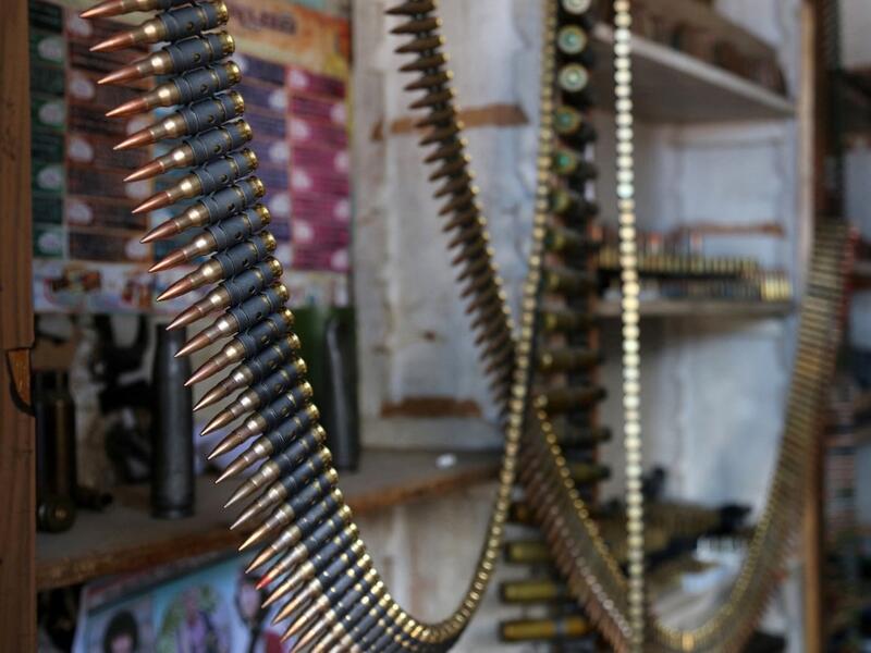Bullets are on display at a shop in Yemen's third city of Taez, on July 13, 2019. Before the war, the old market of Taez was crowded with people and full of handcrafts and artisanal goods. AHMAD AL-BASHA / AFP