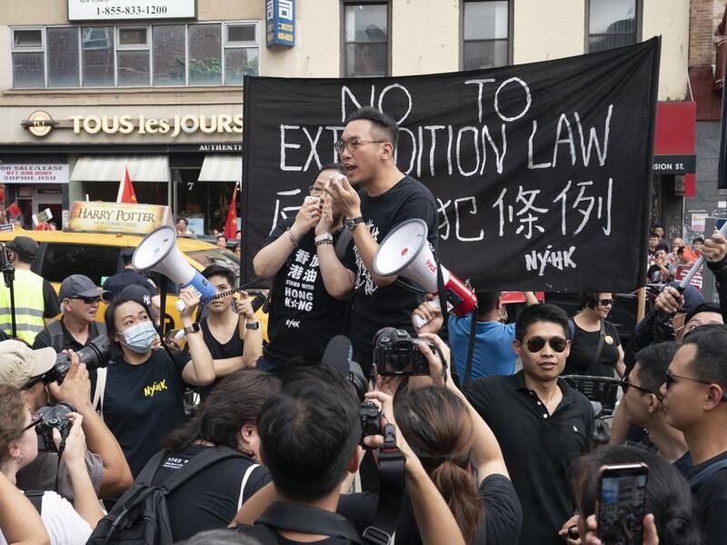 Hong Kong Civic Party leader Alvin Yeung delivers a speech in Confucius Plaza on August 17, 2019 in New York in support of protesters in Hong Kong. (AFP/ File Photo)