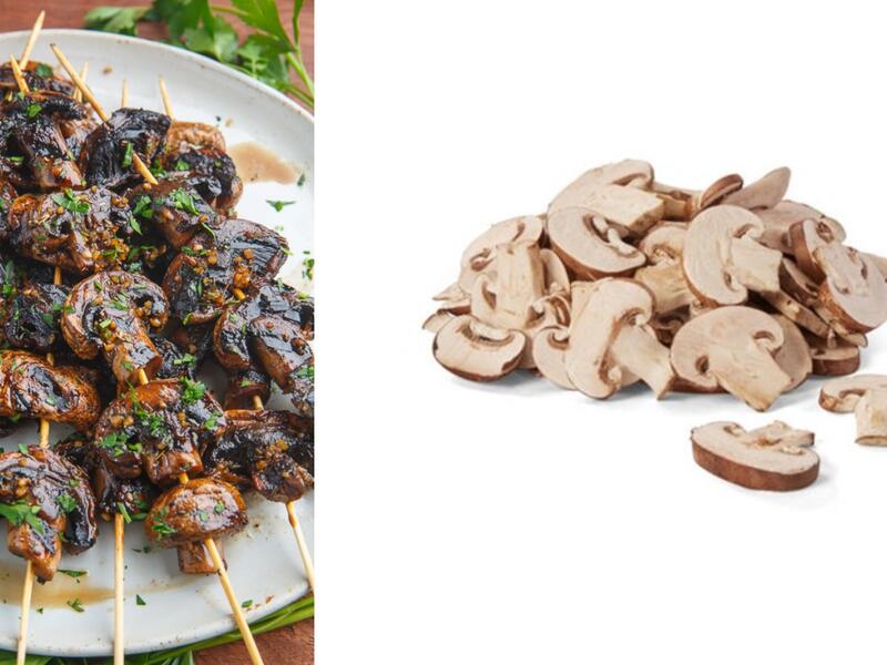 أسياخ الفطر المشوية بخل البلسمك والثوم