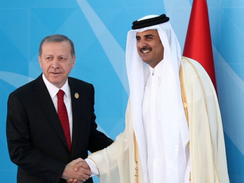 Turkish President Recep Tayyip Erdogan and the Emir of Qatar, Sheikh Tamim ben Hamad al-Thani. (AFP/ File Photo)
