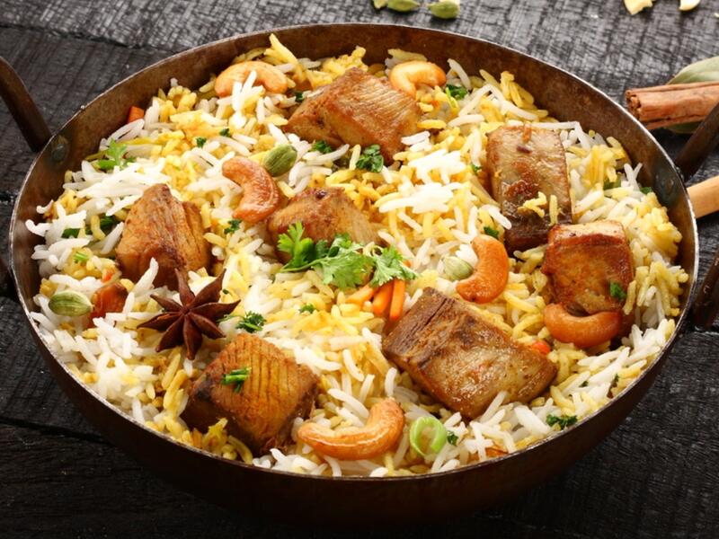 البرياني مع سمك الفيليه