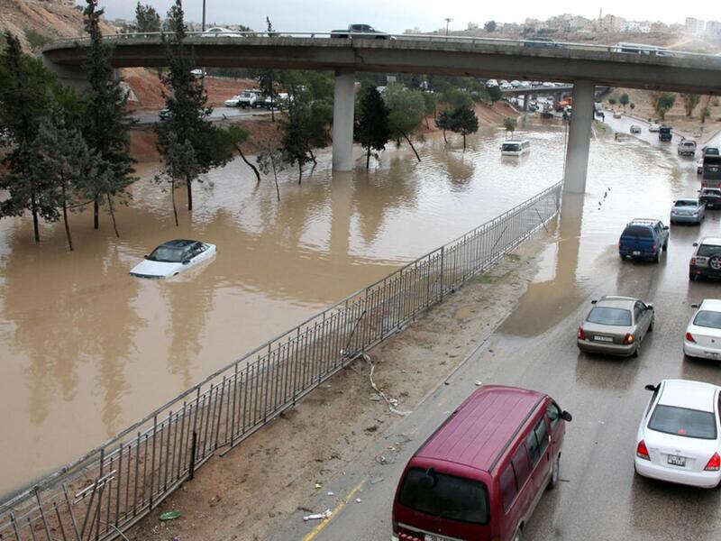 Heavy rains also caused roads to flood in Jordan's capital, Amman (AFP/File photo)