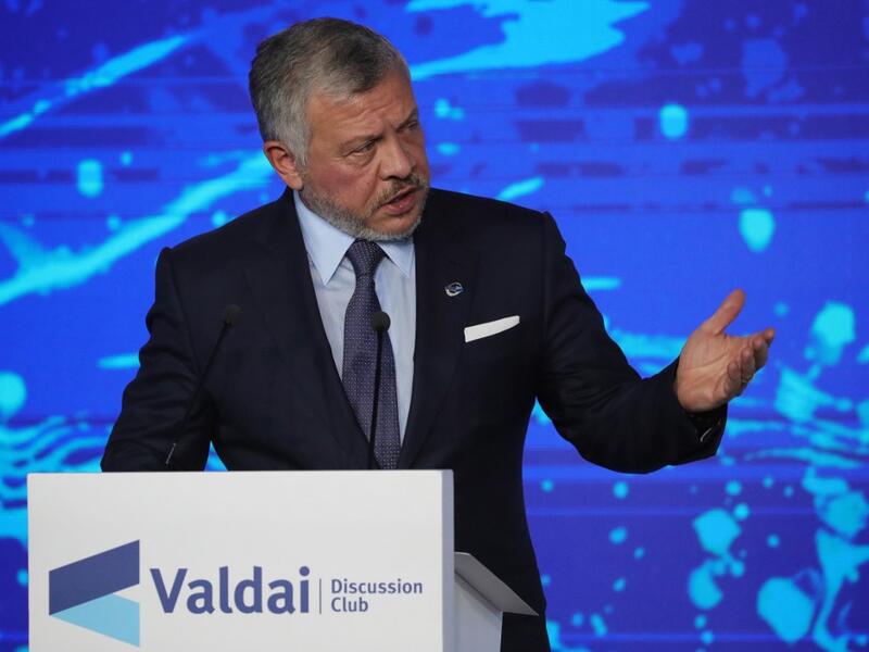 King Abdullah II of Jordan attends the 16th annual meeting of the Valdai Discussion Club in Sochi on October 3, 2019. (Mikhail Klimentyev / Sputnik / AFP)