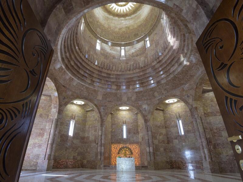 A view of the interior of the new Yazidi Temple in the village of Aknalich, 35 kilometres from the Armenian capital Yerevan,  KAREN MINASYAN / AFP